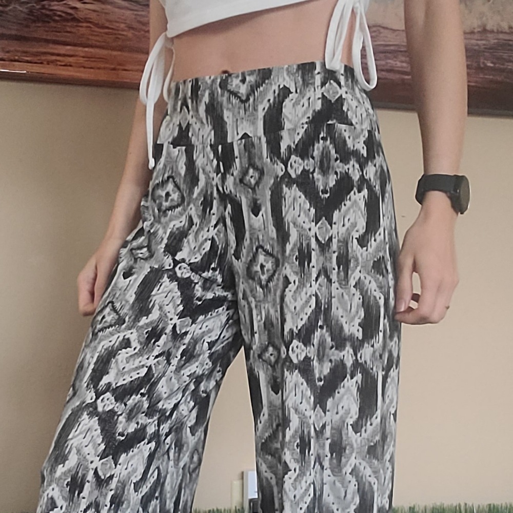 Palazzo pants open leg high waisted - Picture 4 of 6
